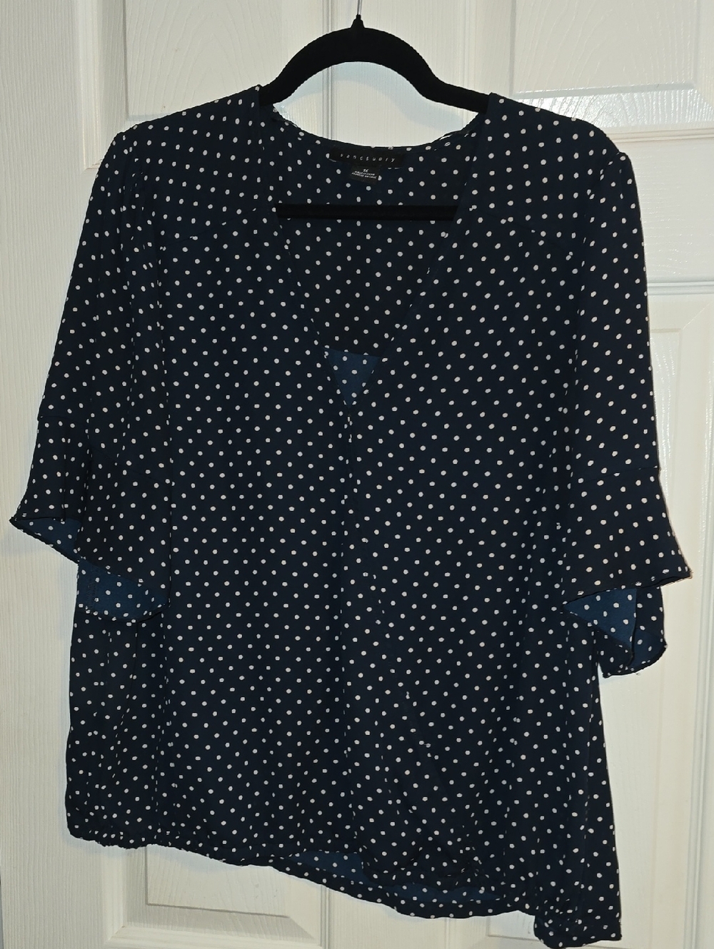 Sanctuary Navy and White Polka Dot Blouse